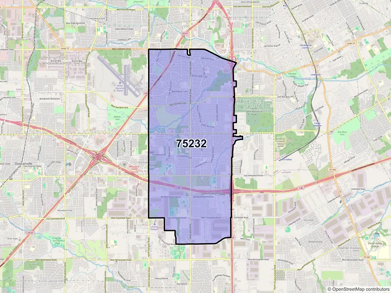 Map of ZIP Code 75232 — Dallas, TX