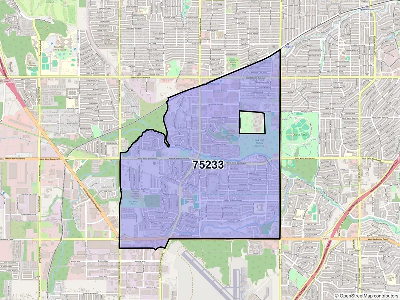 Map of ZIP Code 75233 — Dallas, TX