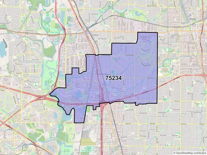 Map of ZIP Code 75234 — Dallas, TX