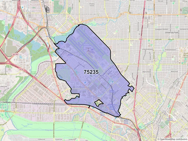 Map of ZIP Code 75235 — Dallas, TX