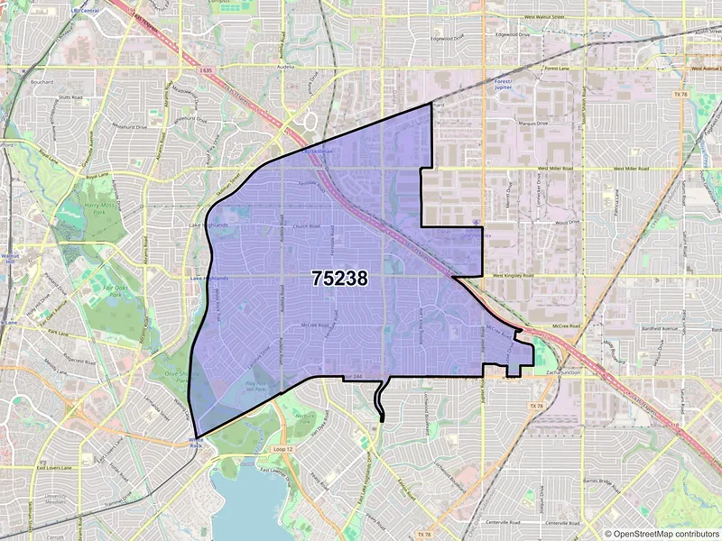 Map of ZIP Code 75238 — Dallas, TX