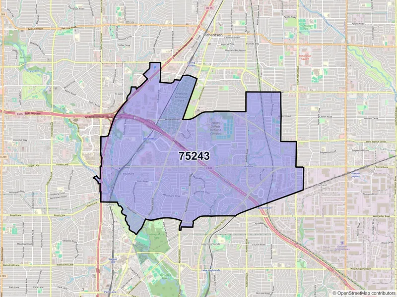 Map of ZIP Code 75243 — Dallas, TX