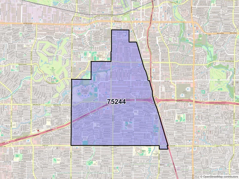 Map of ZIP Code 75244 — Dallas, TX