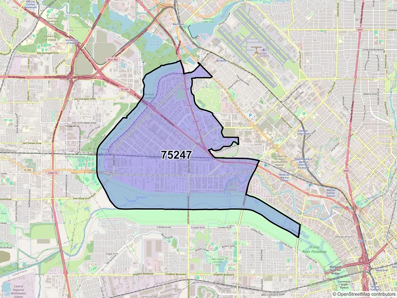 Map of ZIP Code 75247 — Dallas, TX