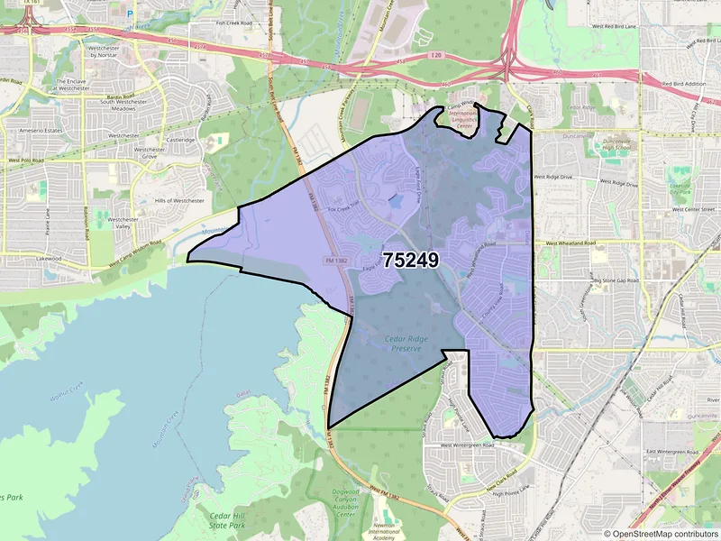 Map of ZIP Code 75249 — Dallas, TX