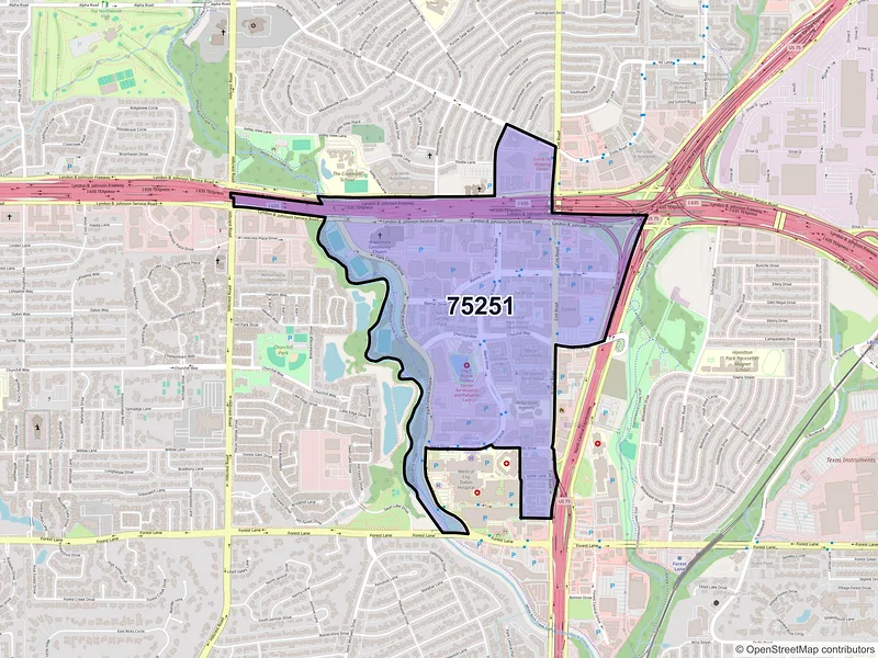 Map of ZIP Code 75251 — Dallas, TX