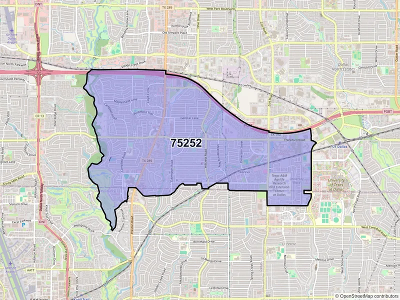 Map of ZIP Code 75252 — Dallas, TX