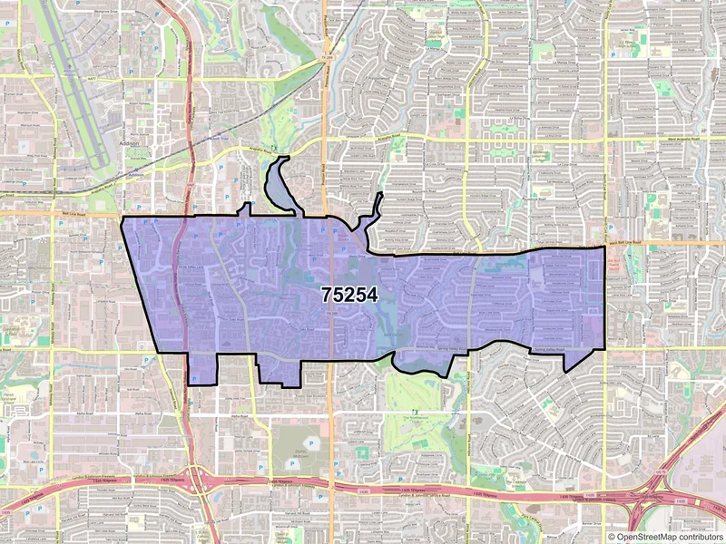 Map of ZIP Code 75254 — Dallas, TX