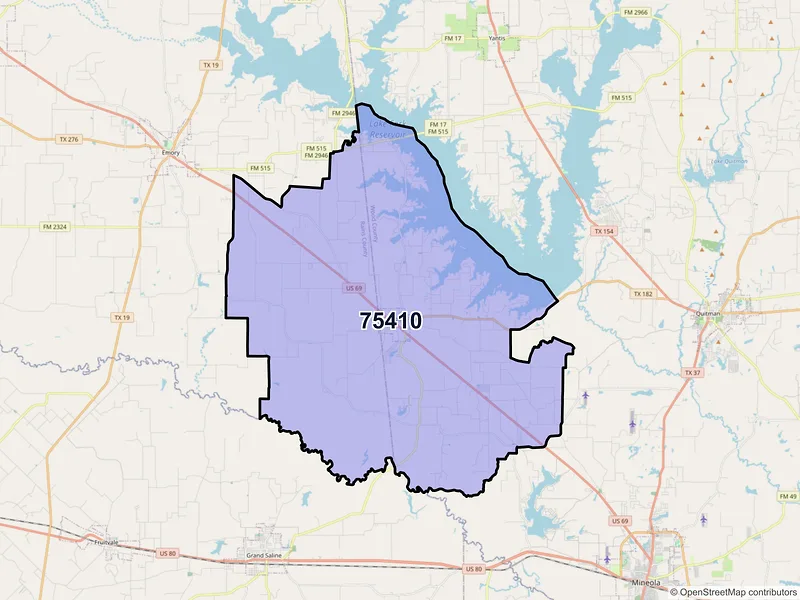 Map of ZIP Code 75410 — Alba, TX
