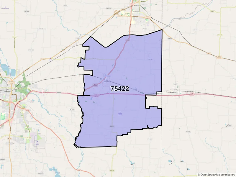 Map of ZIP Code 75422 — Campbell, TX