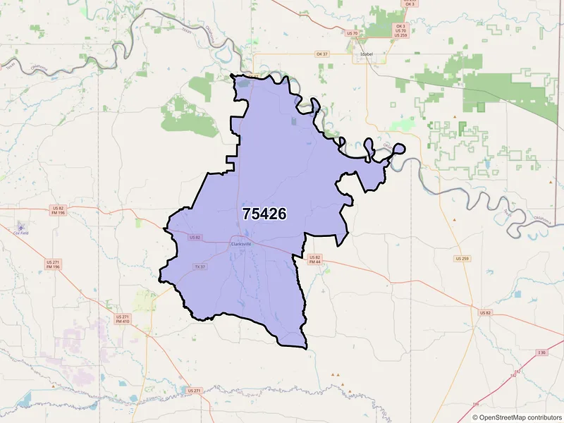 Map of ZIP Code 75426 — Clarksville, TX