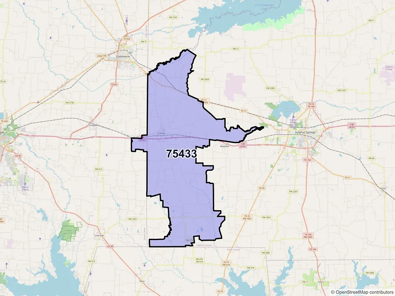 Map of ZIP Code 75433 — Cumby, TX