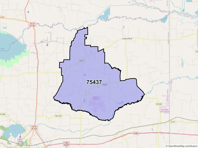 Map of ZIP Code 75437 — Dike, TX