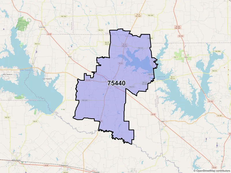 Map of ZIP Code 75440 — Emory, TX
