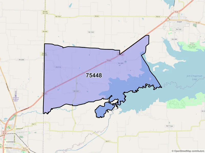 Map of ZIP Code 75448 — Klondike, TX