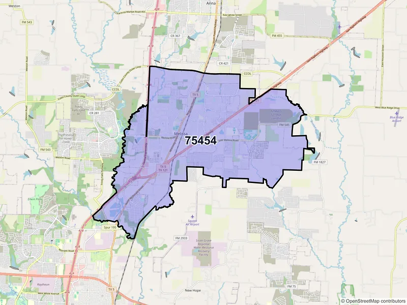 Map of ZIP Code 75454 — Melissa, TX