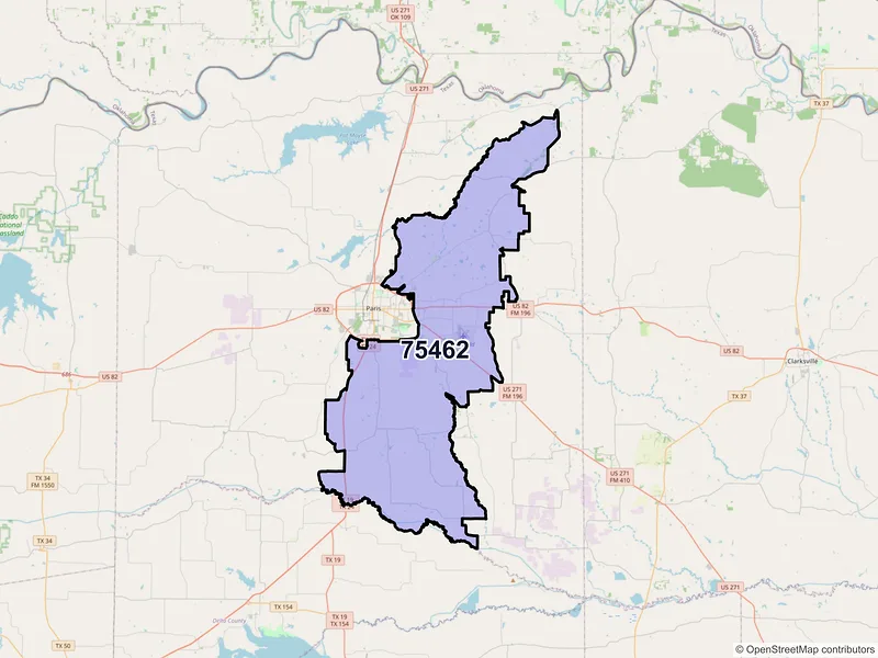 Map of ZIP Code 75462 — Paris, TX