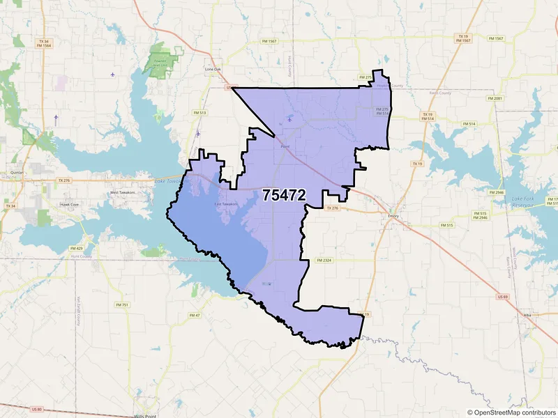 Map of ZIP Code 75472 — Point, TX