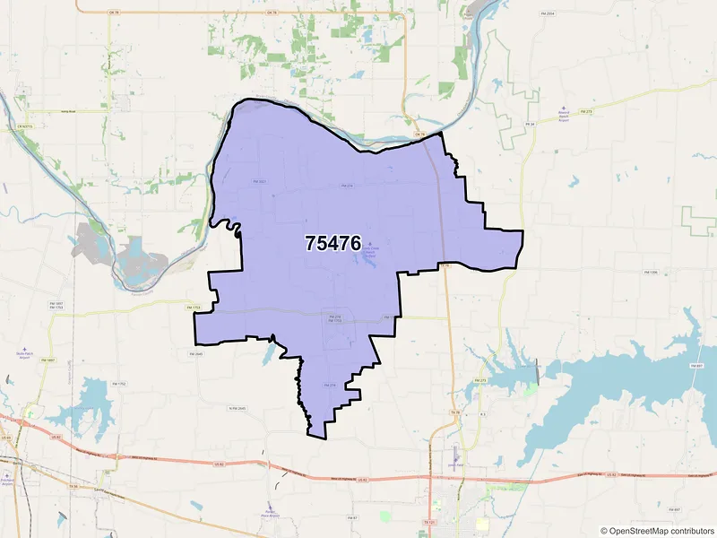 Map of ZIP Code 75476 — Ravenna, TX