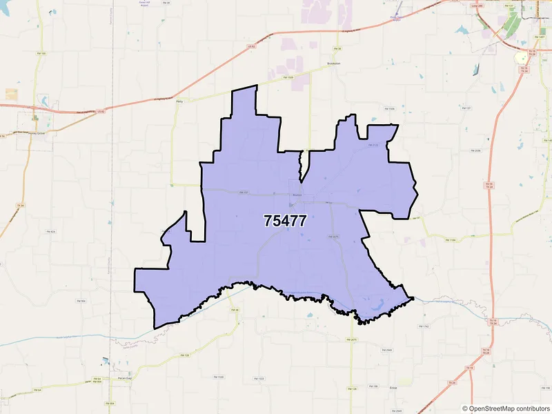 Map of ZIP Code 75477 — Roxton, TX