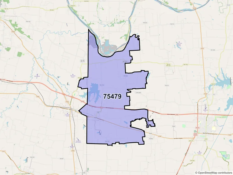 Map of ZIP Code 75479 — Savoy, TX