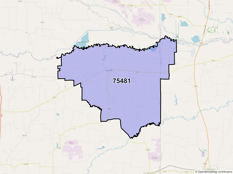 Map of ZIP Code 75481 — Sulphur Bluff, TX