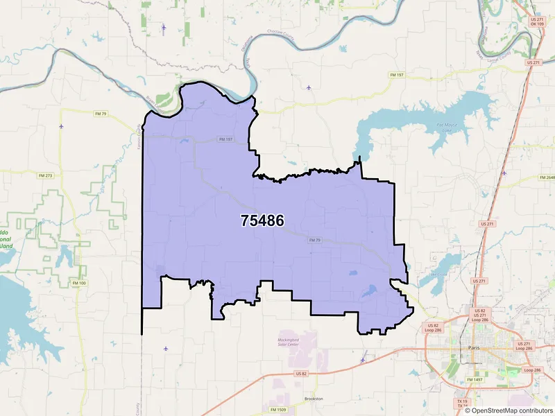 Map of ZIP Code 75486 — Sumner, TX
