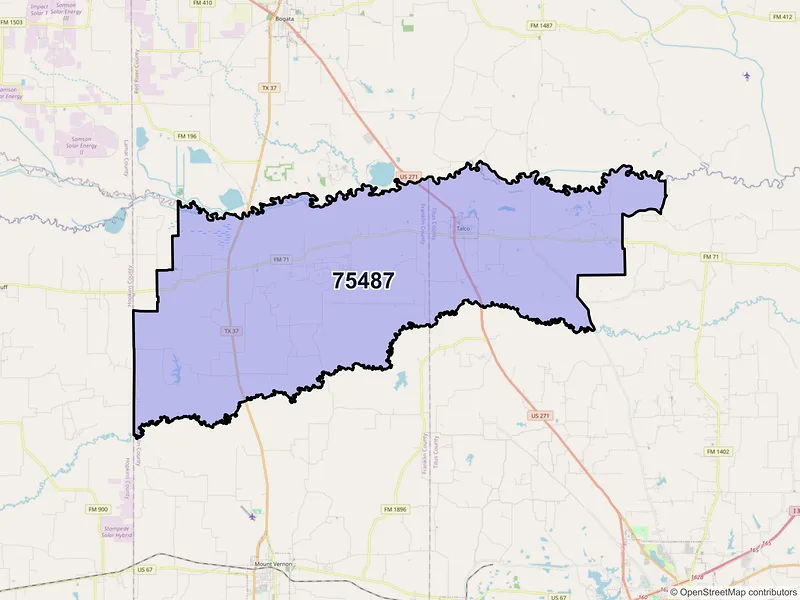 Map of ZIP Code 75487 — Talco, TX