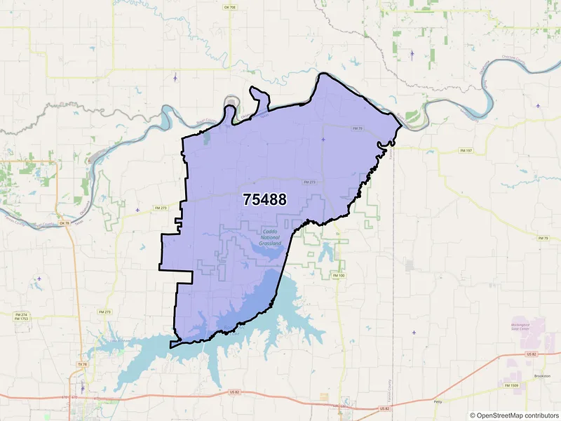 Map of ZIP Code 75488 — Telephone, TX