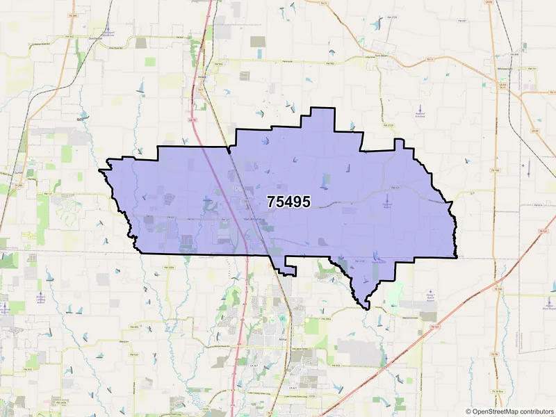 Map of ZIP Code 75495 — Van Alstyne, TX