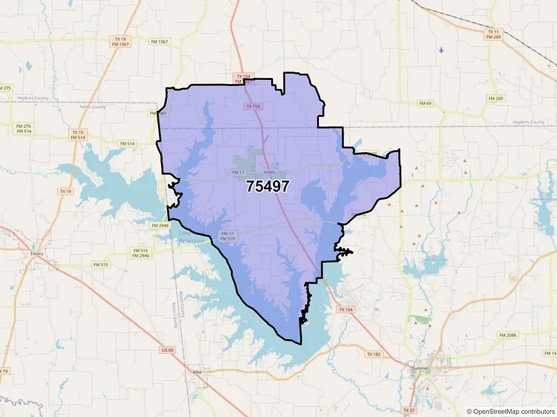 Map of ZIP Code 75497 — Yantis, TX
