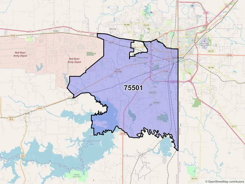 Map of ZIP Code 75501 — Texarkana, TX