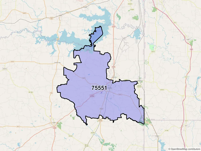 Map of ZIP Code 75551 — Atlanta, TX