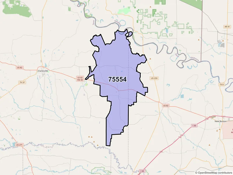 Map of ZIP Code 75554 — Avery, TX