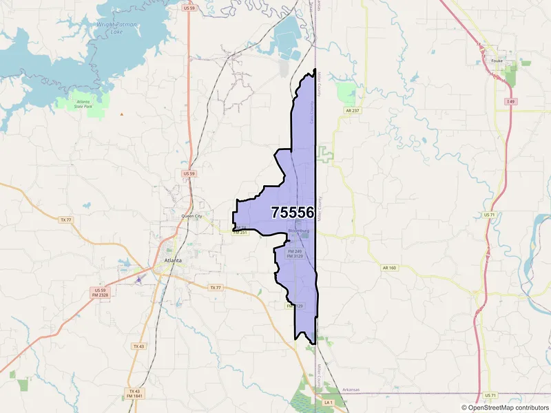 Map of ZIP Code 75556 — Bloomburg, TX