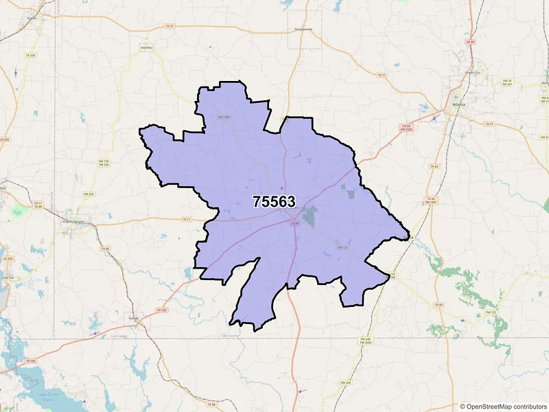Map of ZIP Code 75563 — Linden, TX