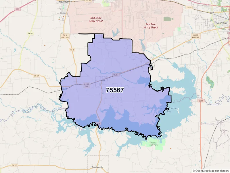 Map of ZIP Code 75567 — Maud, TX