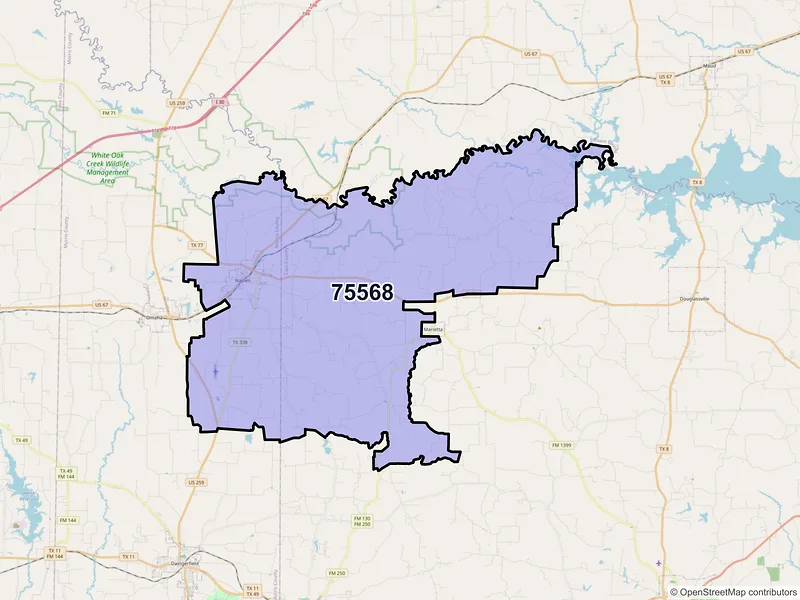 Map of ZIP Code 75568 — Naples, TX