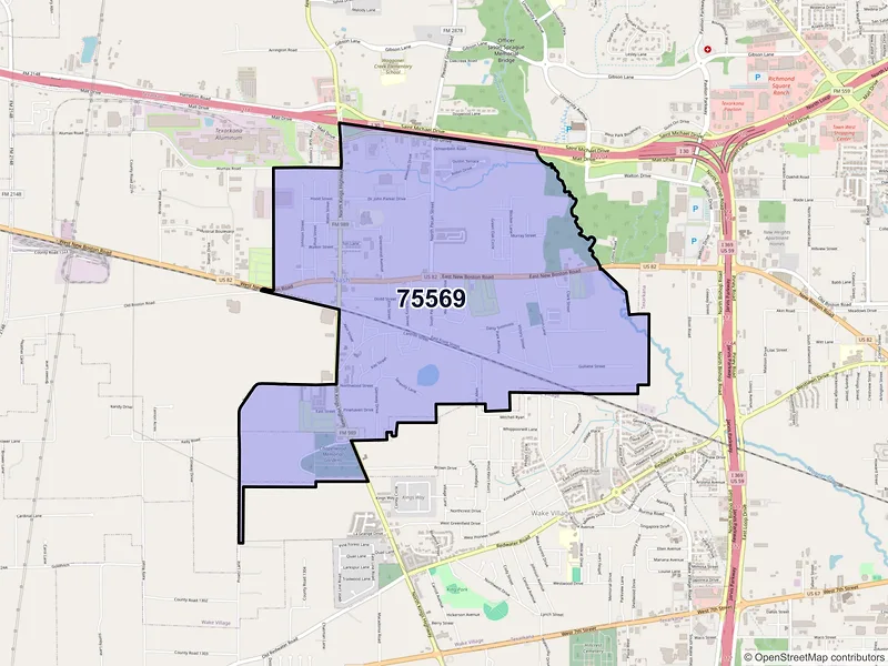 Map of ZIP Code 75569 — Nash, TX