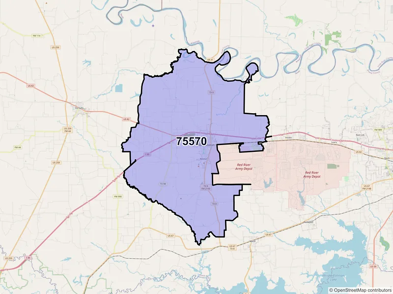 Map of ZIP Code 75570 — New Boston, TX