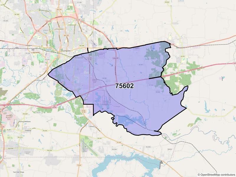Map of ZIP Code 75602 — Longview, TX