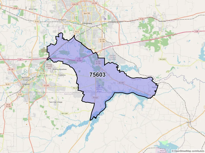 Map of ZIP Code 75603 — Longview, TX