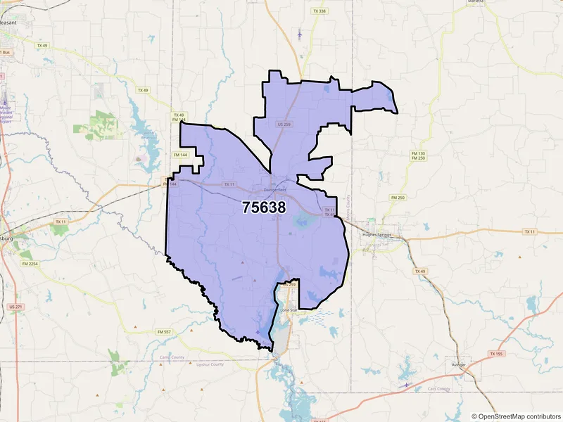 Map of ZIP Code 75638 — Daingerfield, TX