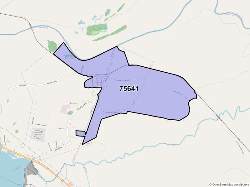 Map of Easton, Texas and ZIP codes