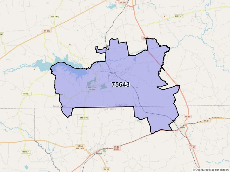 Map of ZIP Code 75643 — Gary, TX