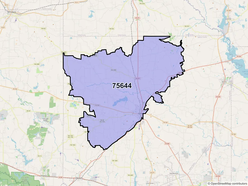 Map of ZIP Code 75644 — Gilmer, TX