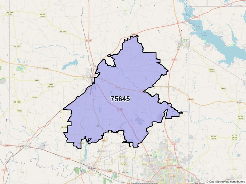 Map of ZIP Code 75645 — Gilmer, TX