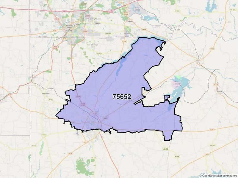 Map of ZIP Code 75652 — Henderson, TX