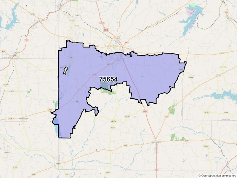 Map of ZIP Code 75654 — Henderson, TX