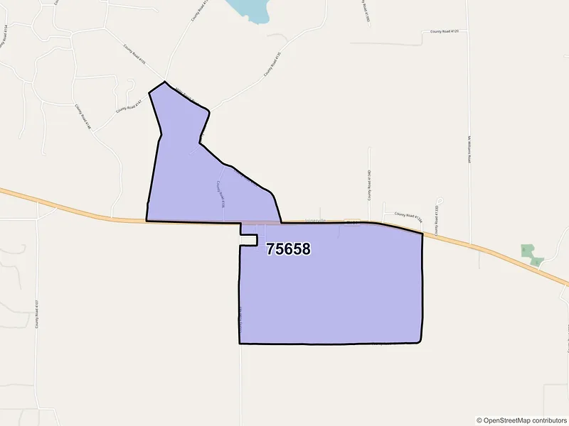 Map of Joinerville, Texas and ZIP codes